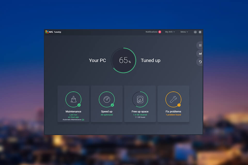 avg tuneup pc optimizer interface