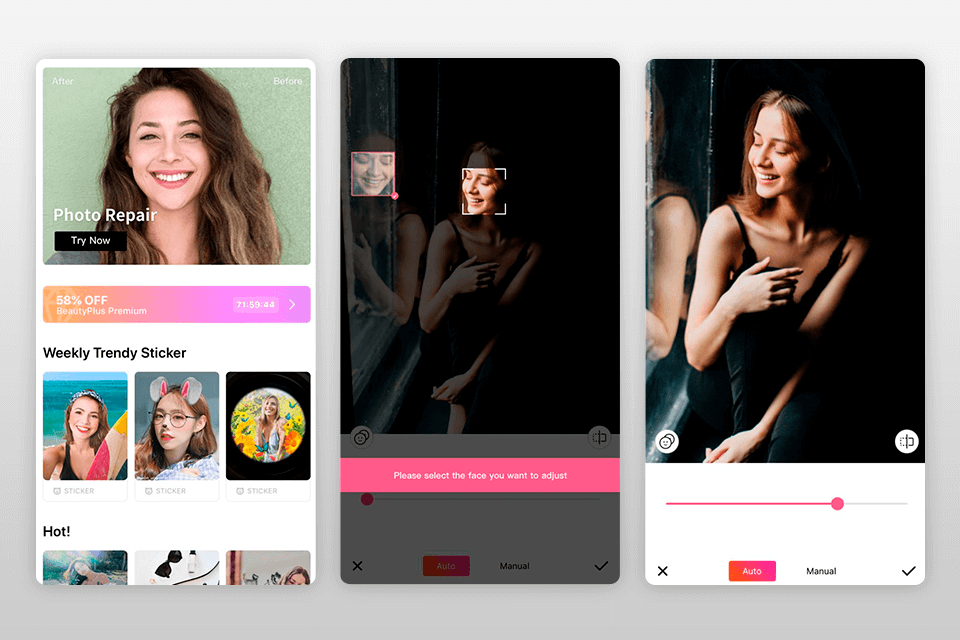 beautyplus teeth whitening app interface