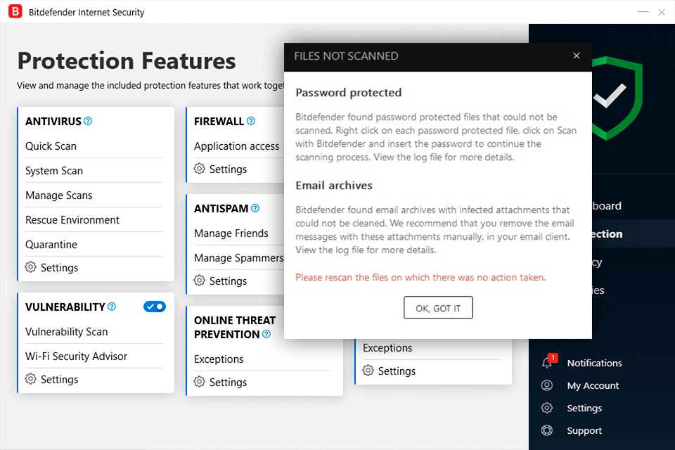bitdefender interface internet security suites