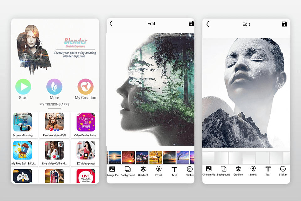 blendme double exposure تطبيق الصور