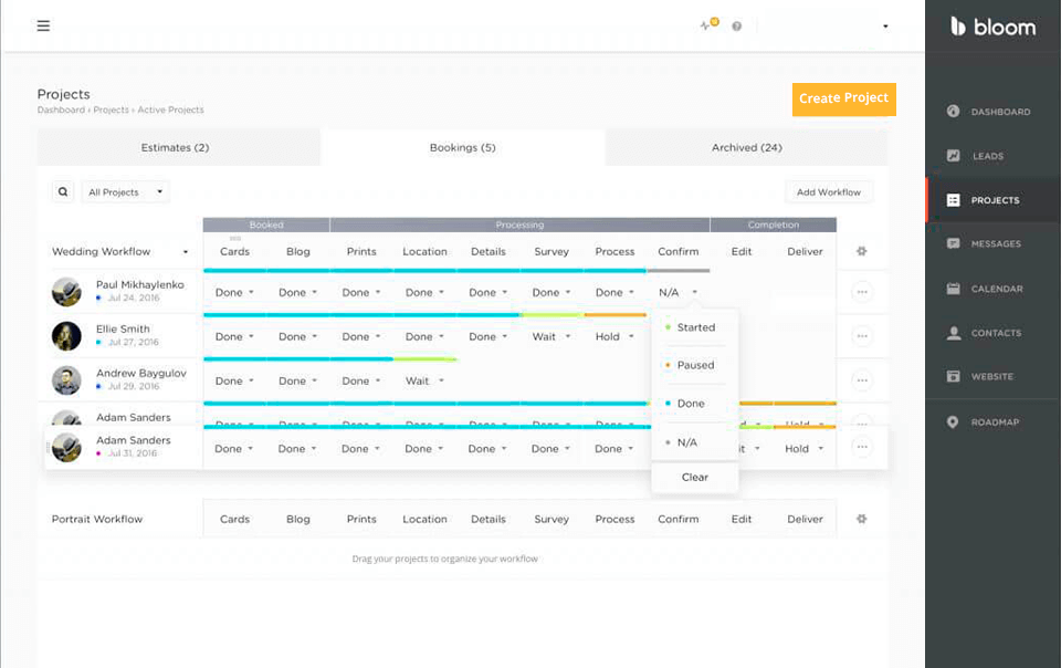 bloom أفضل واجهة لبرامج إدارة استوديو التصوير