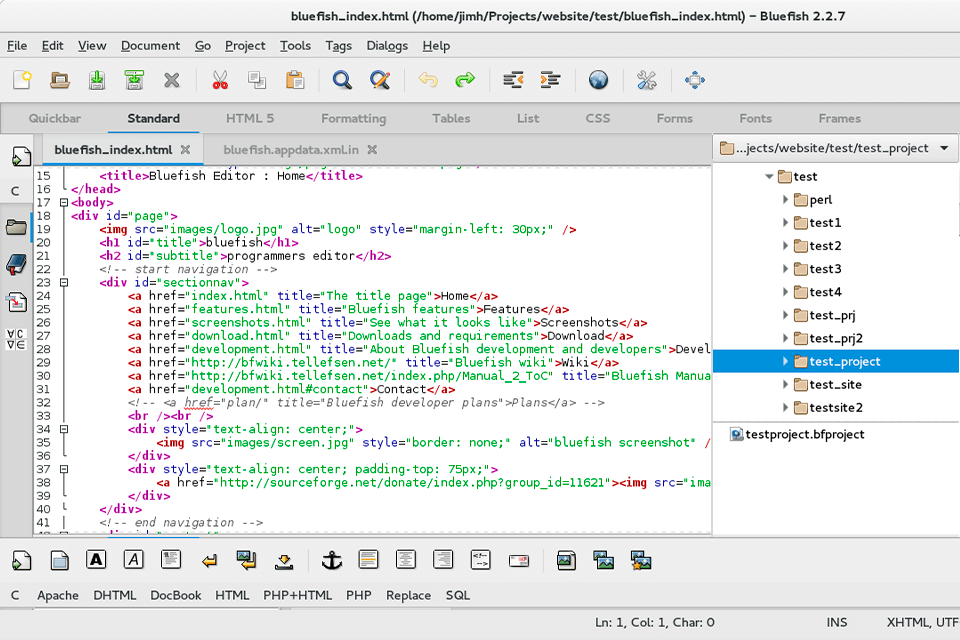bluefish editor linux