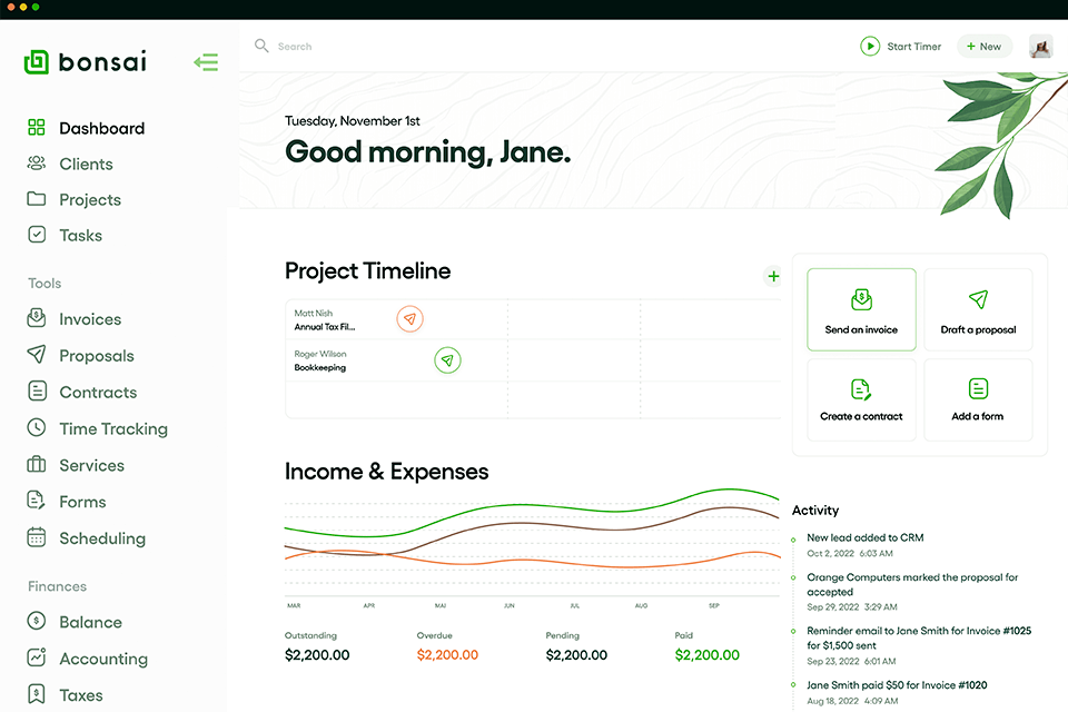 bonsai invoice software for mac interface