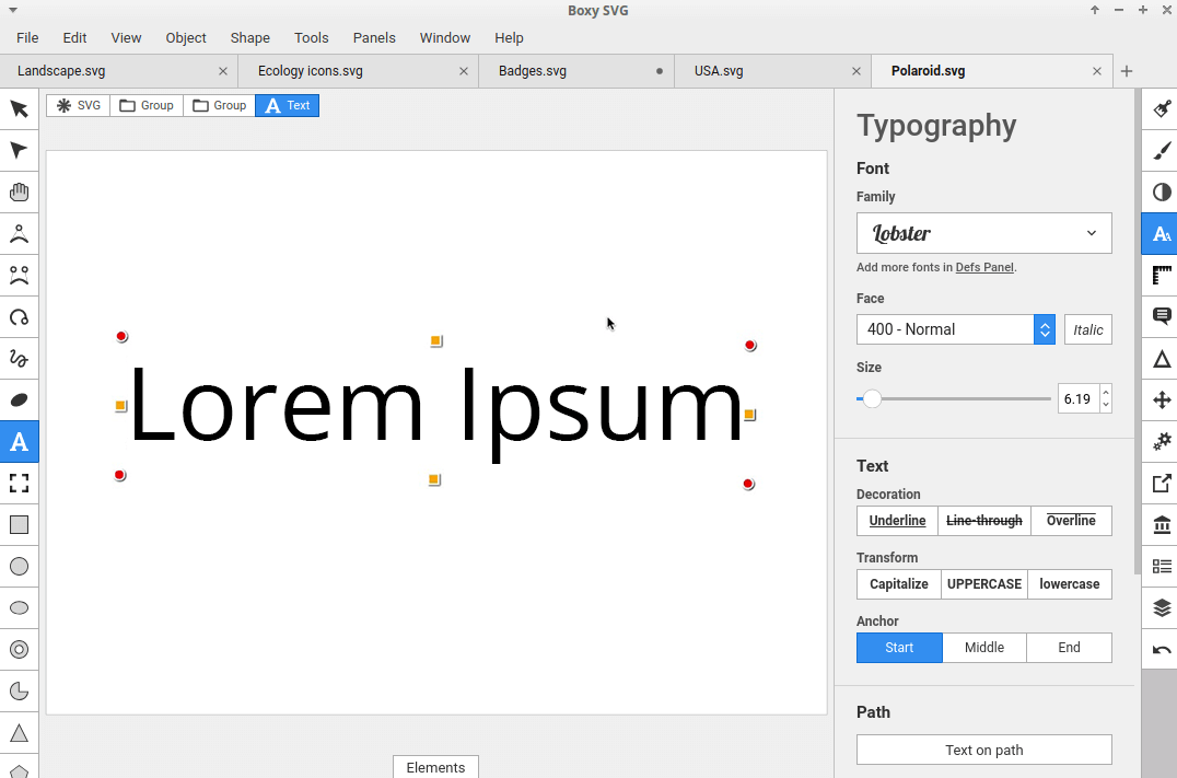 boxy svg illustrator alternative for linux interface