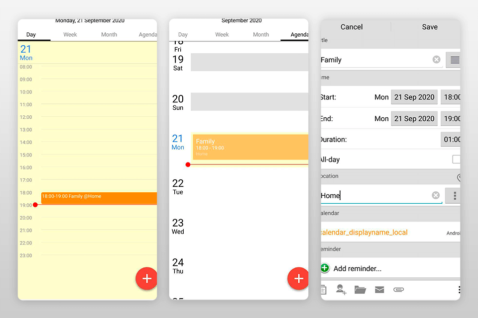 calengoo family calendar app interface