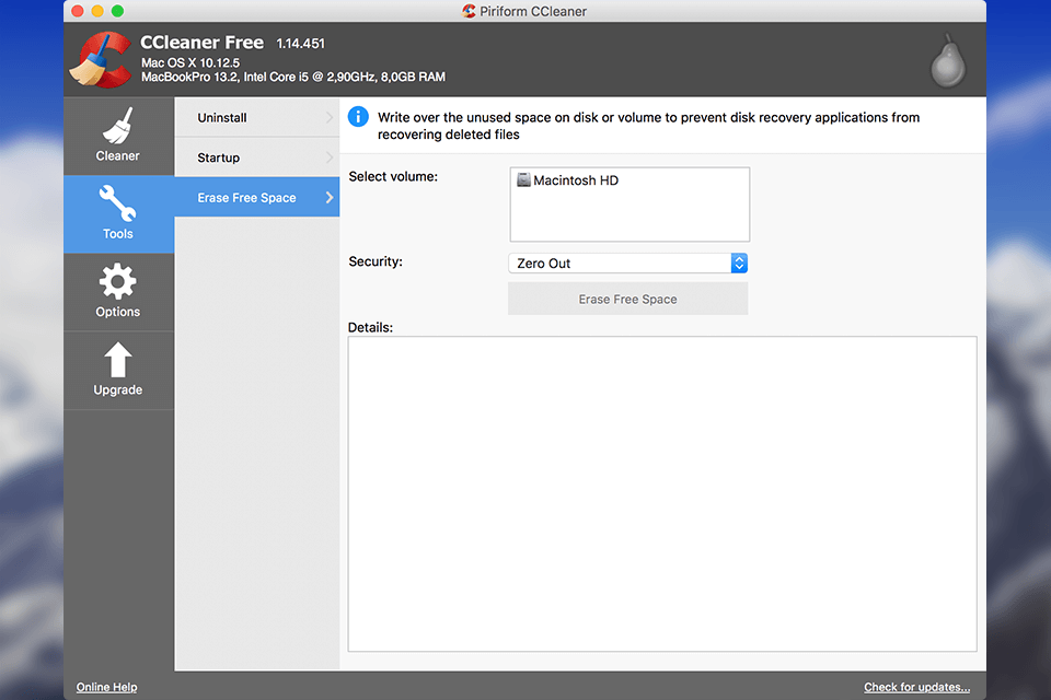 ccleaner pc optimizer interface