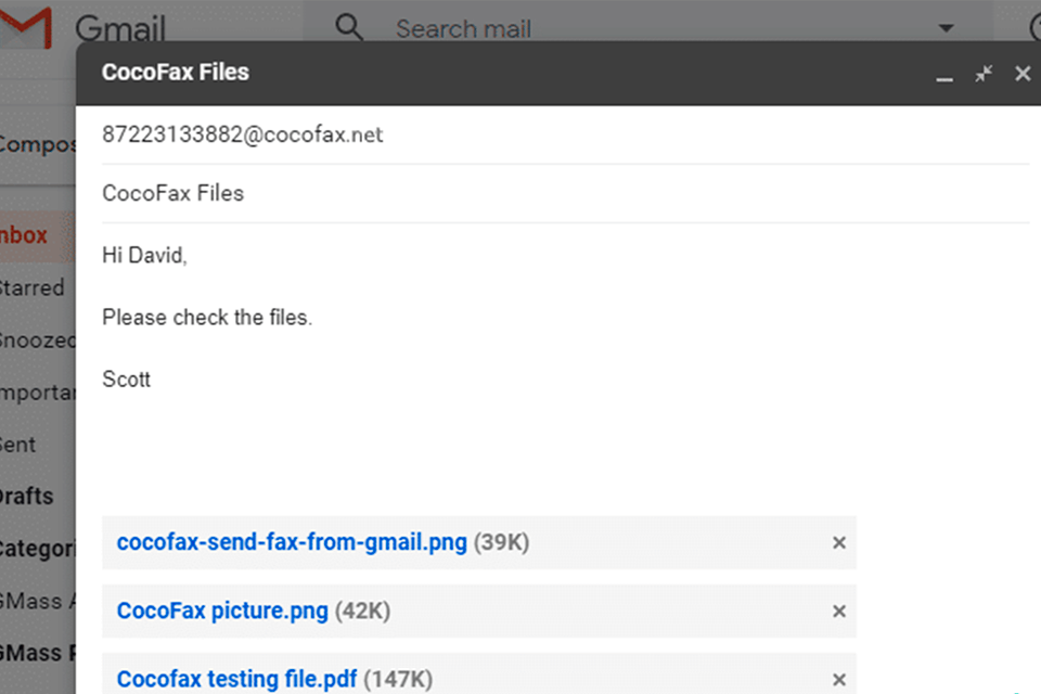 cocofax working with gmail