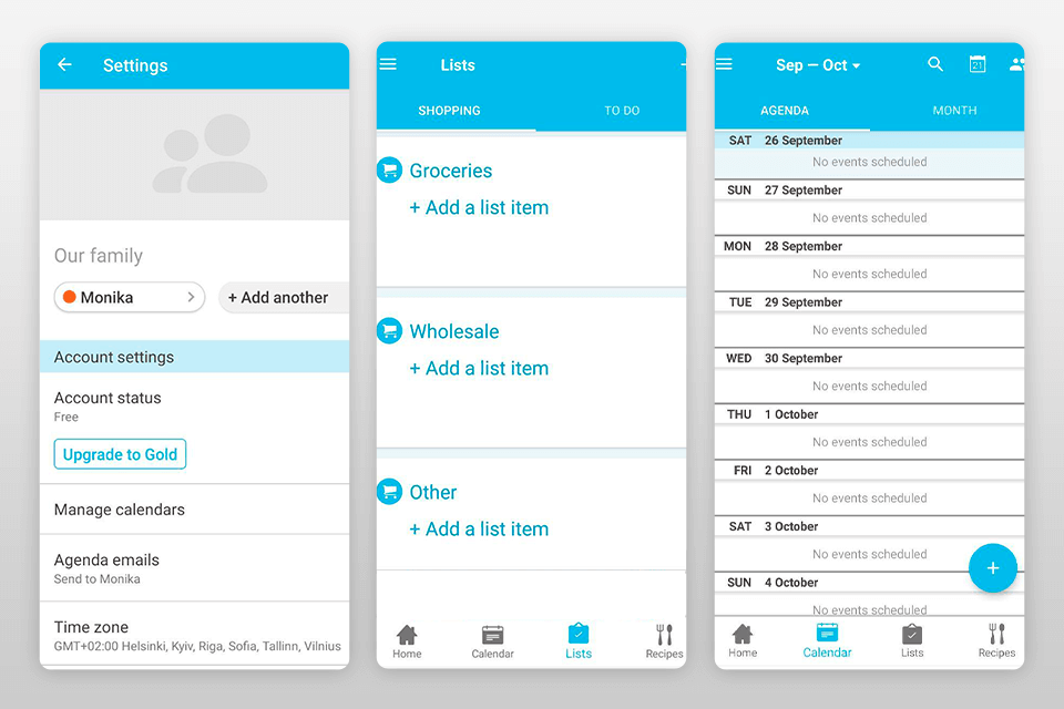 cozi family organizer family calendar app interface