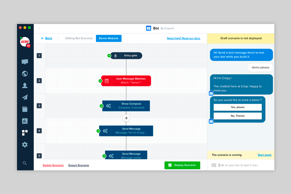 crisp help desk software interface