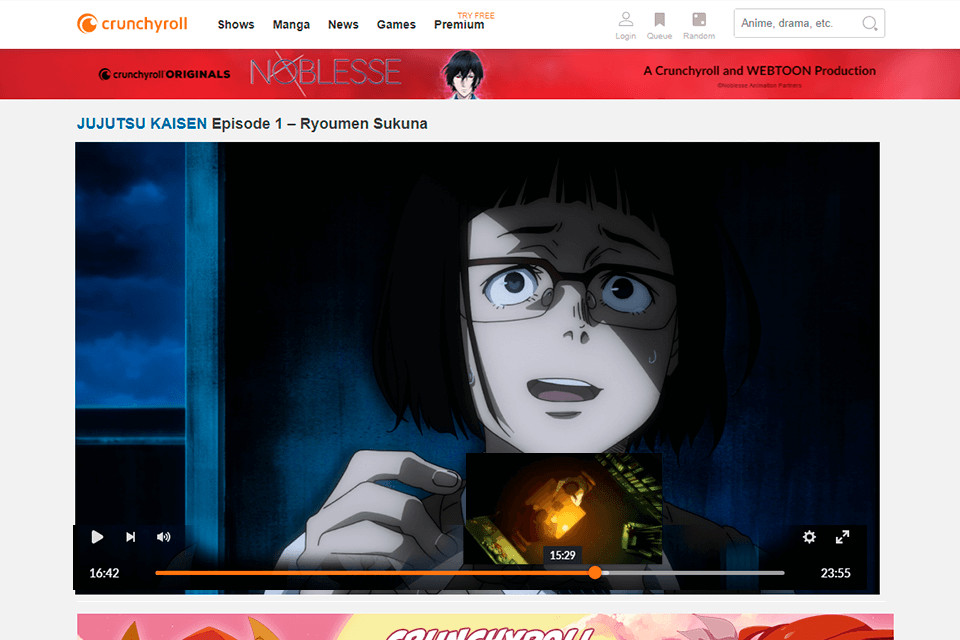crunchyroll anime streaming service interface