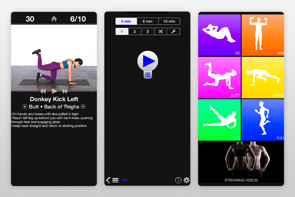 daily workouts fitness trainer app interface