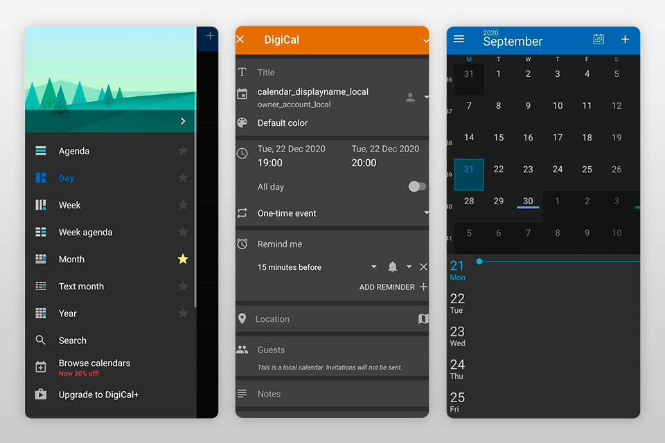 digical family calendar app interface