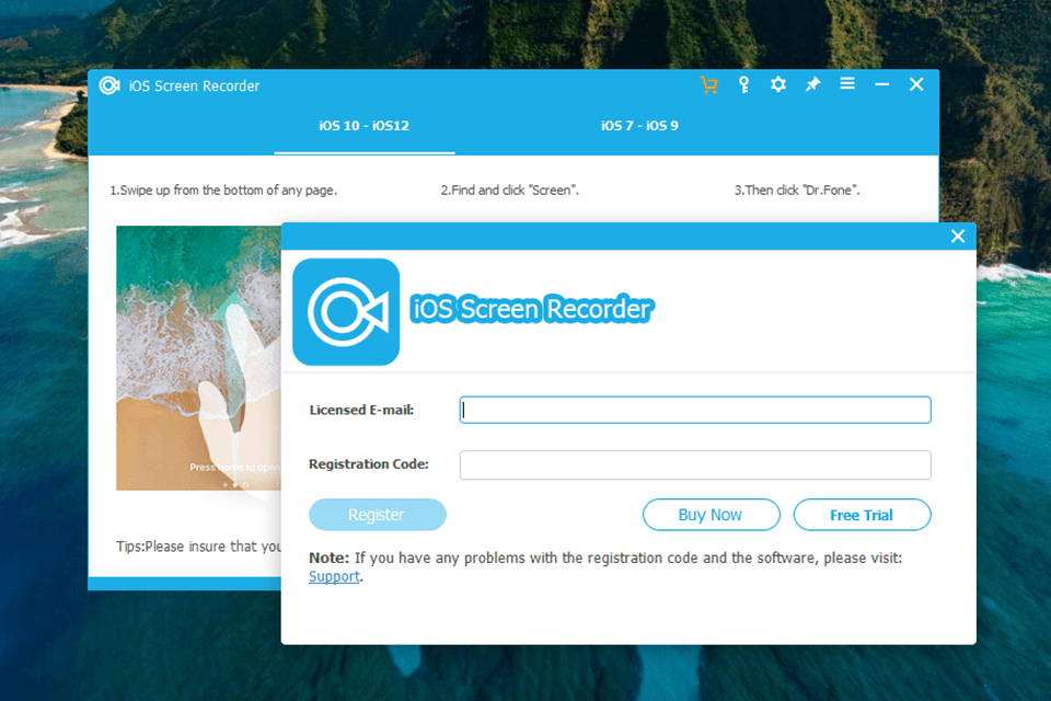 dr fone ios screen recorder interface