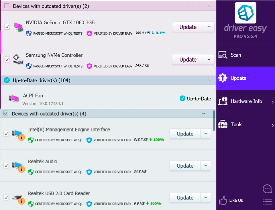 driver easy driver update software interface