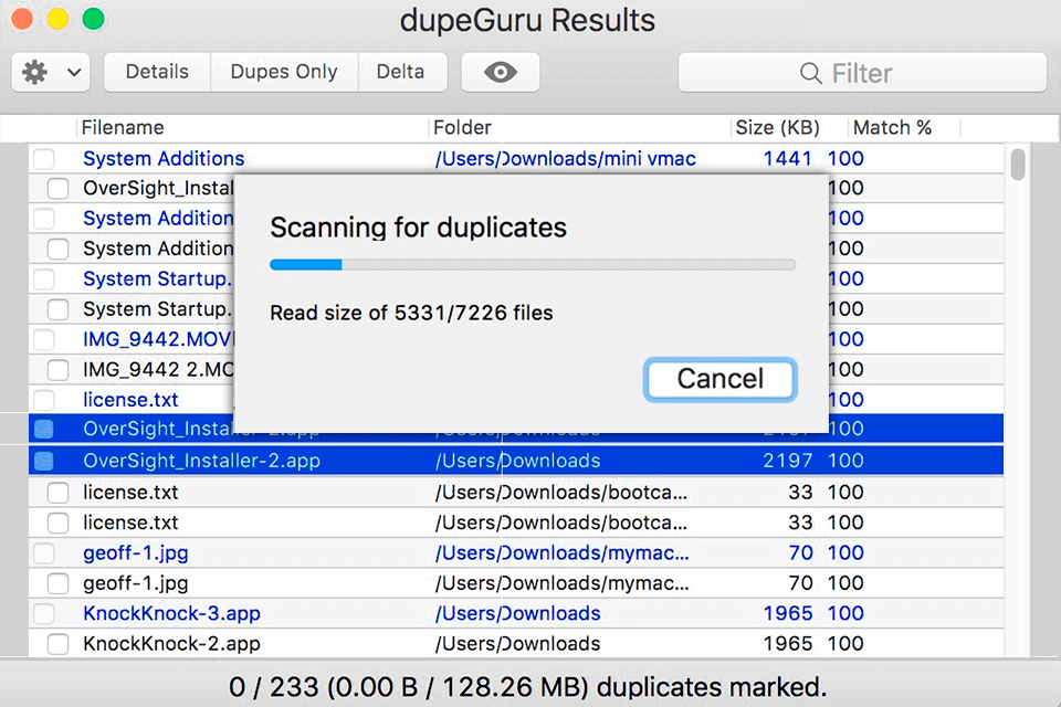 dupeguru duplicate file finder interface