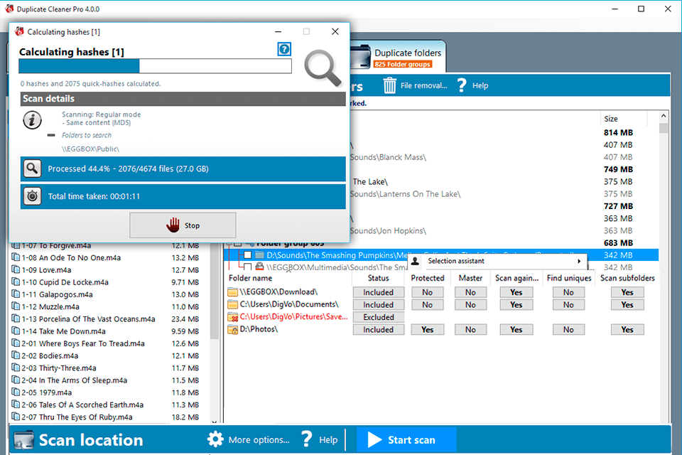 duplicate cleaner pro file finder interface