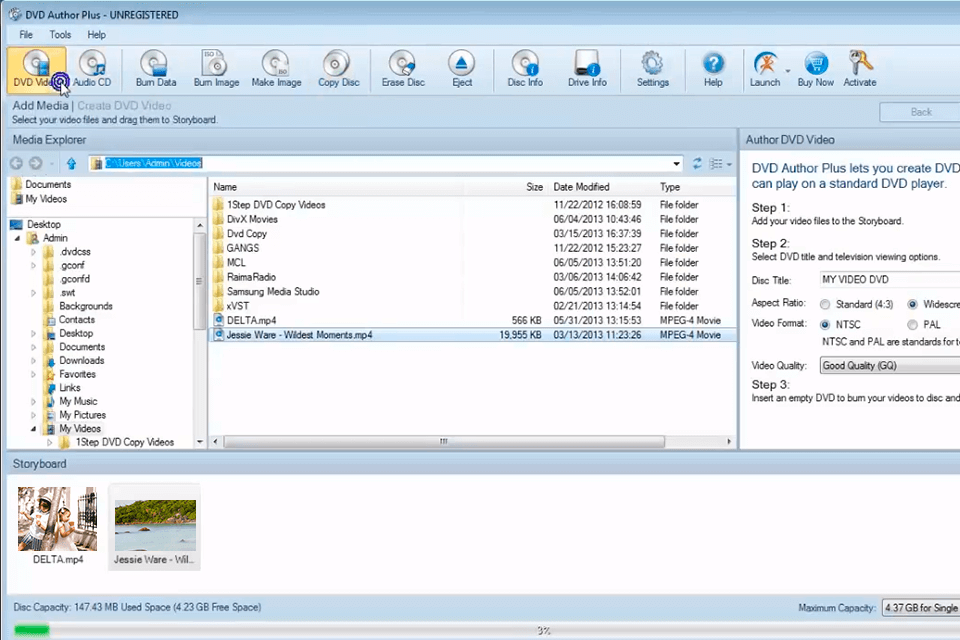 dvd author plus dvd authoring interface