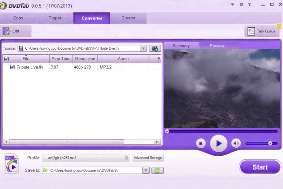 dvdfab video converter flv editor interface