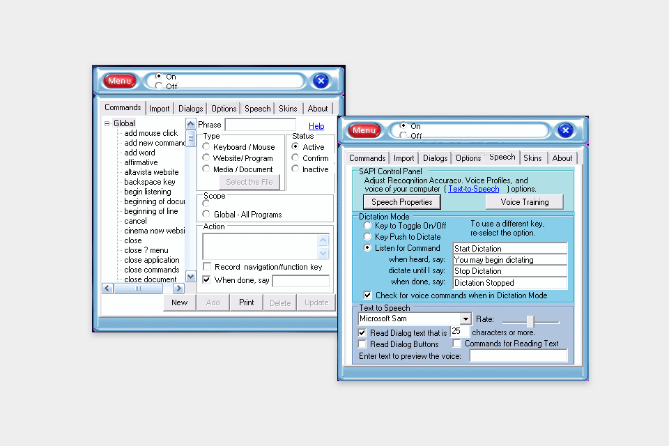 e-speaking Speech To Text Software for mac interface