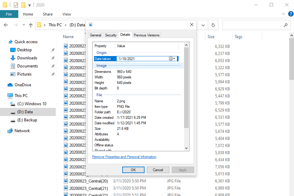 exif how to organize photos