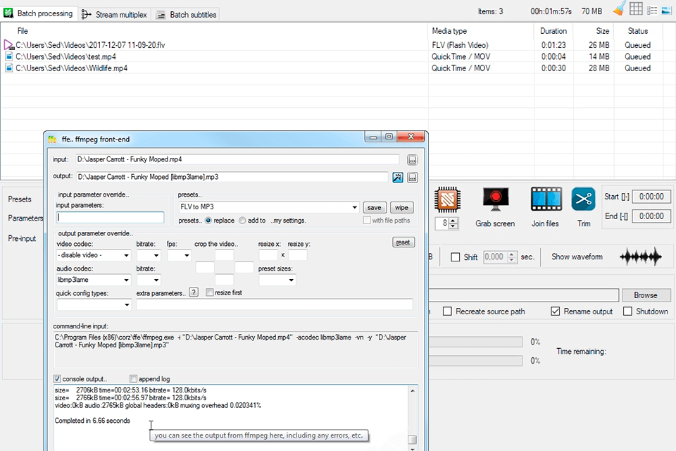 ffmpeg vob to mp4 converter interface