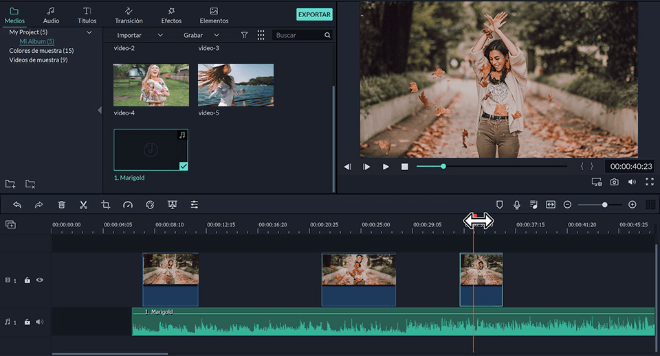 filmora video editor interface
