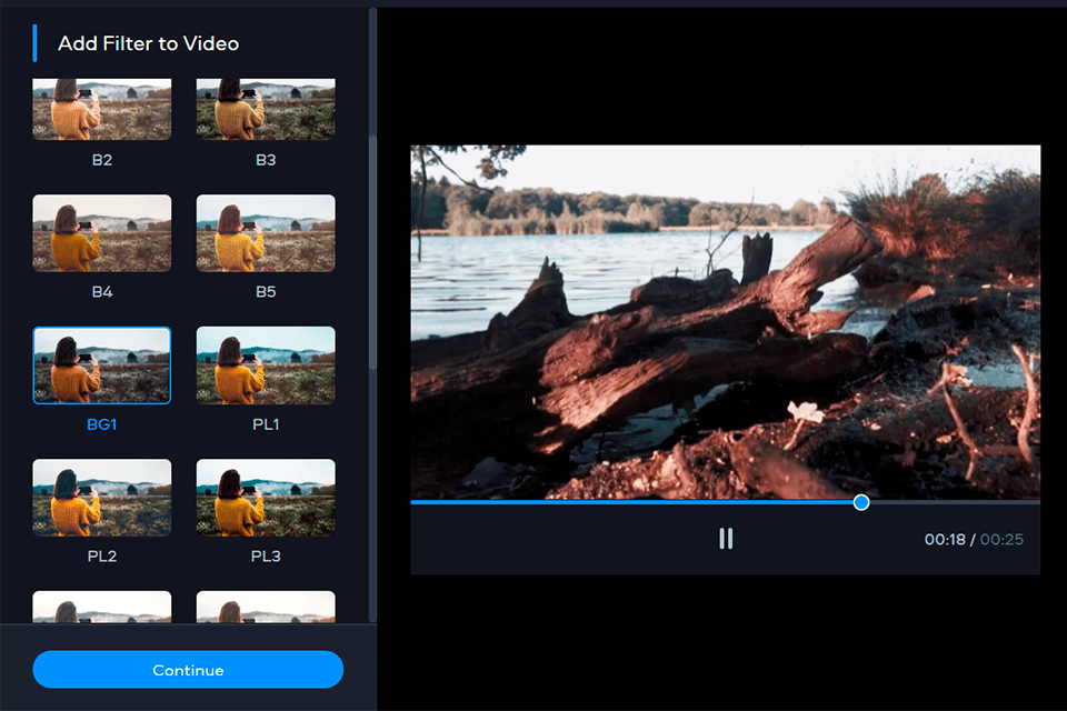 filters fastreel online video editor
