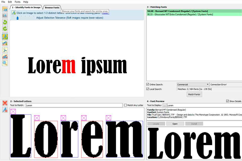 findmyfont interface