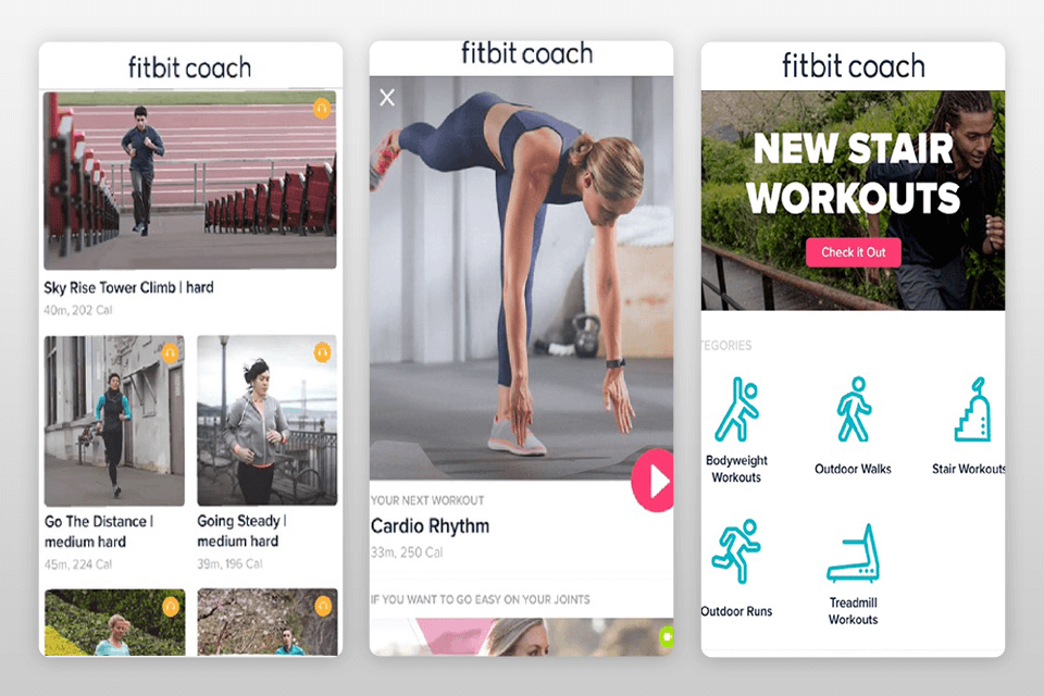 fitbit coach fitness app interface