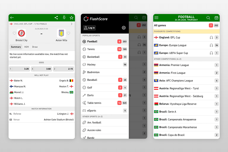 flashscore app to watch live sports free interface