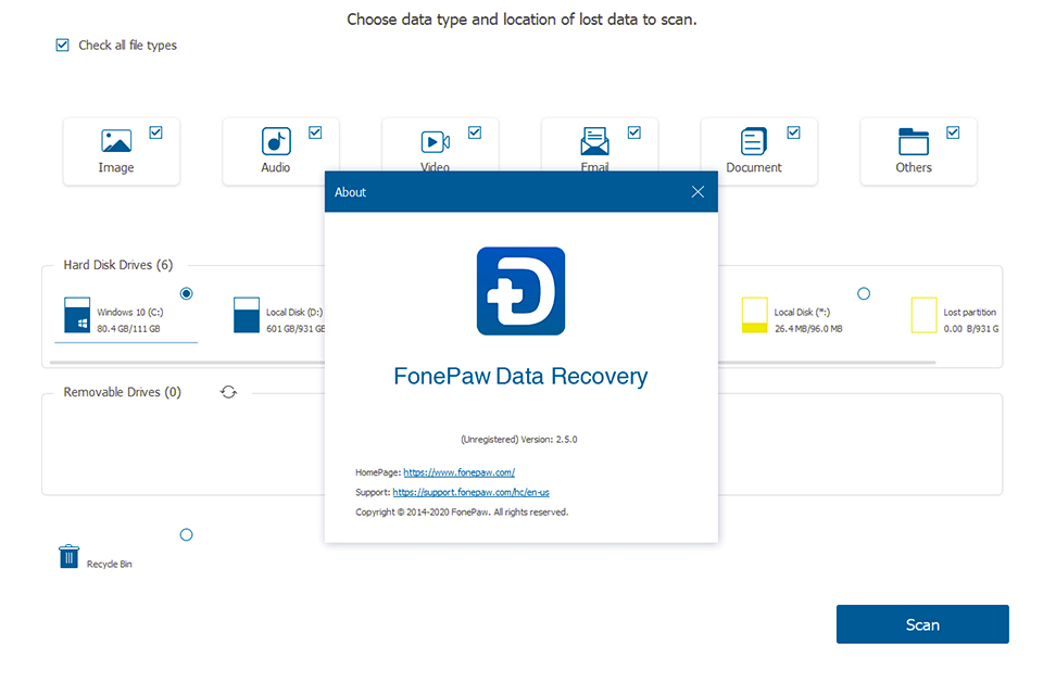 fonepaw data recovery interface