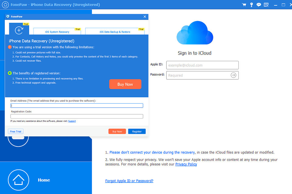 fonepaw for iphone interface