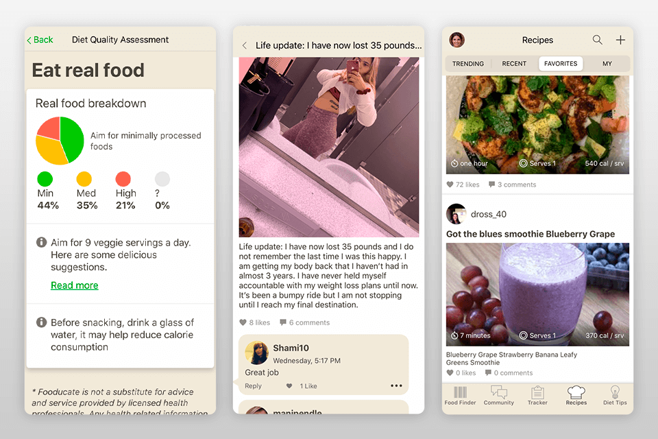 fooducate fitness app interface
