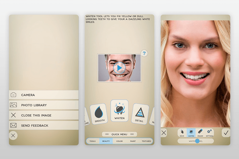 fotogenic teeth whitening app interface