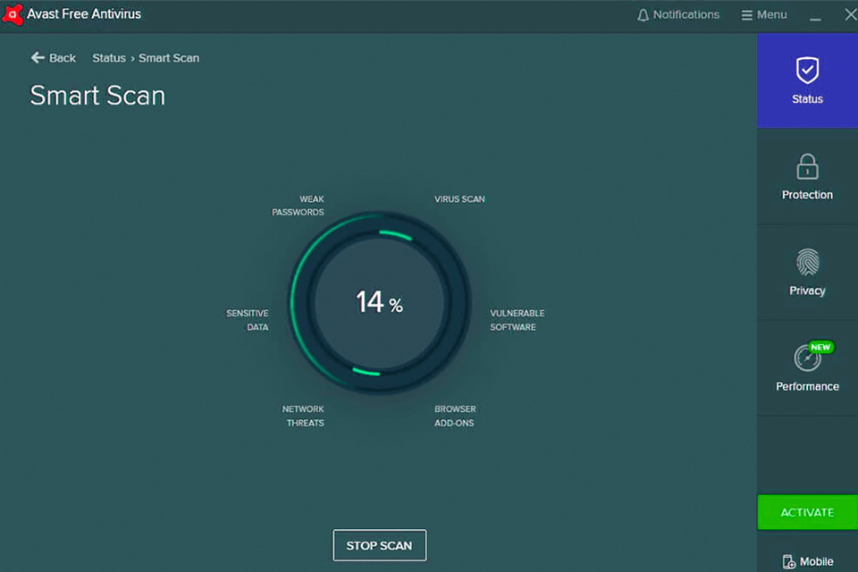 free avast antivirus download interface