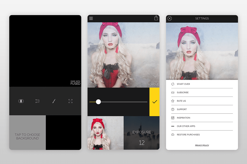 fused double exposure تطبيق الصور
