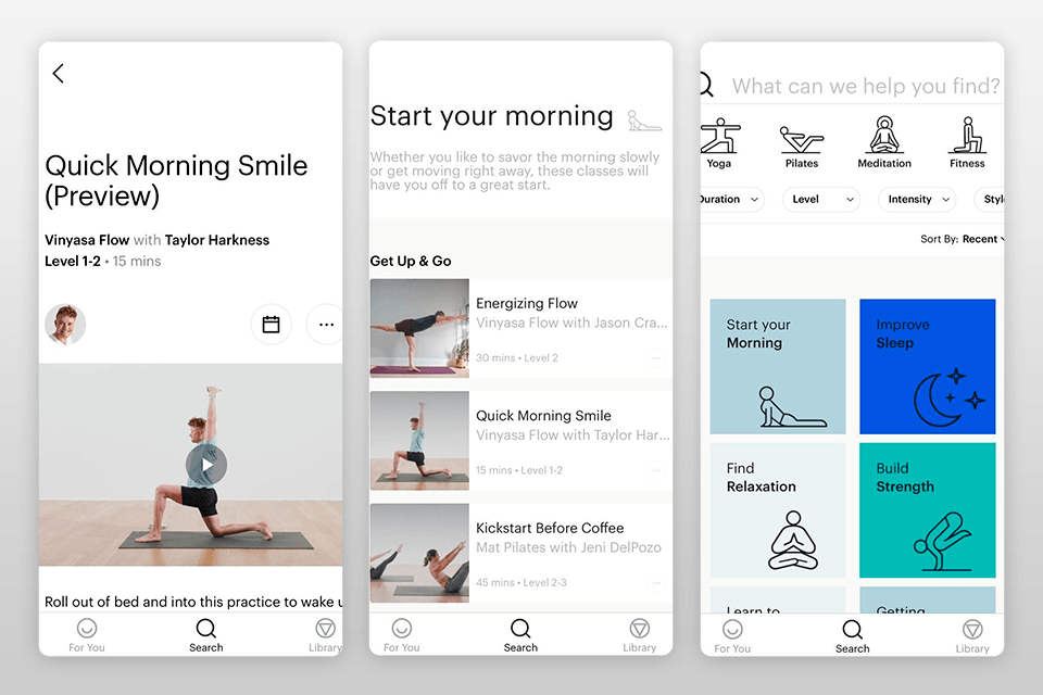 glo fitness app interface