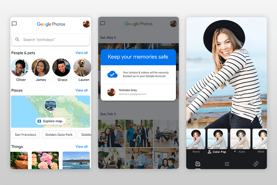 google photos gallery for android interface