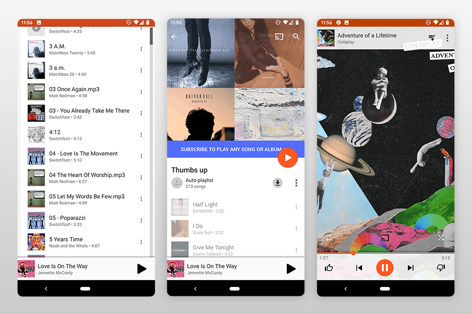 google play music interface player for android