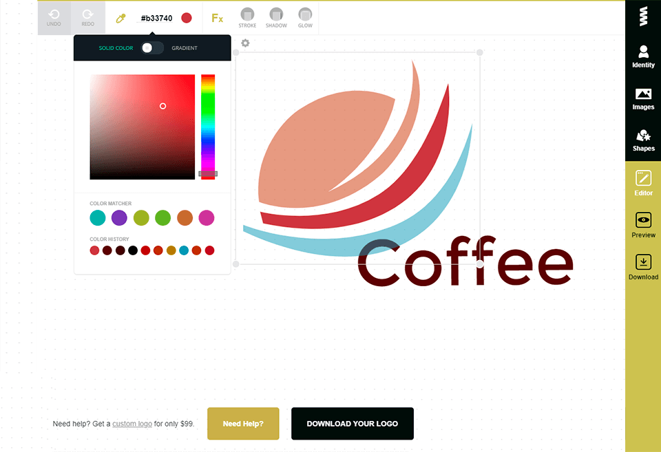 La mejor interfaz de creación de logotipos gratuita de Graphic Springs.