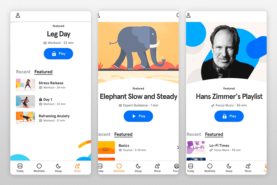 headspace fitness app interface