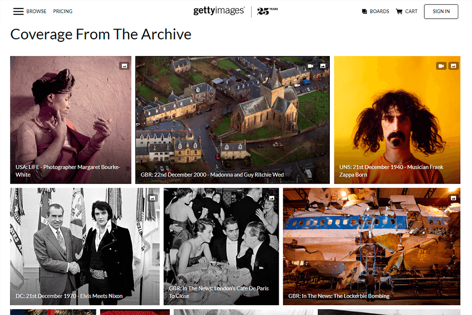 getty images historical stock photos interface