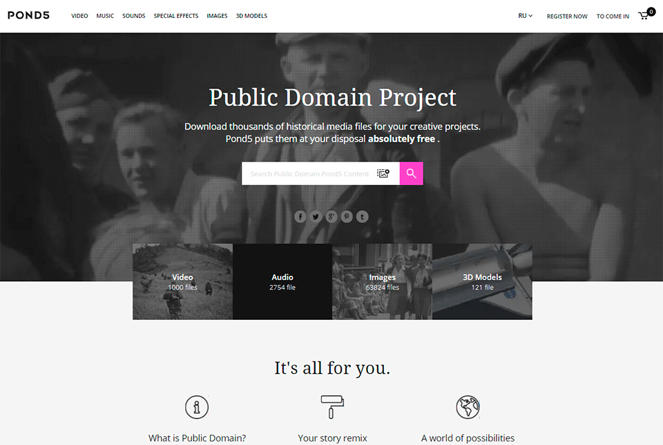 pond5 historical stock photos interface