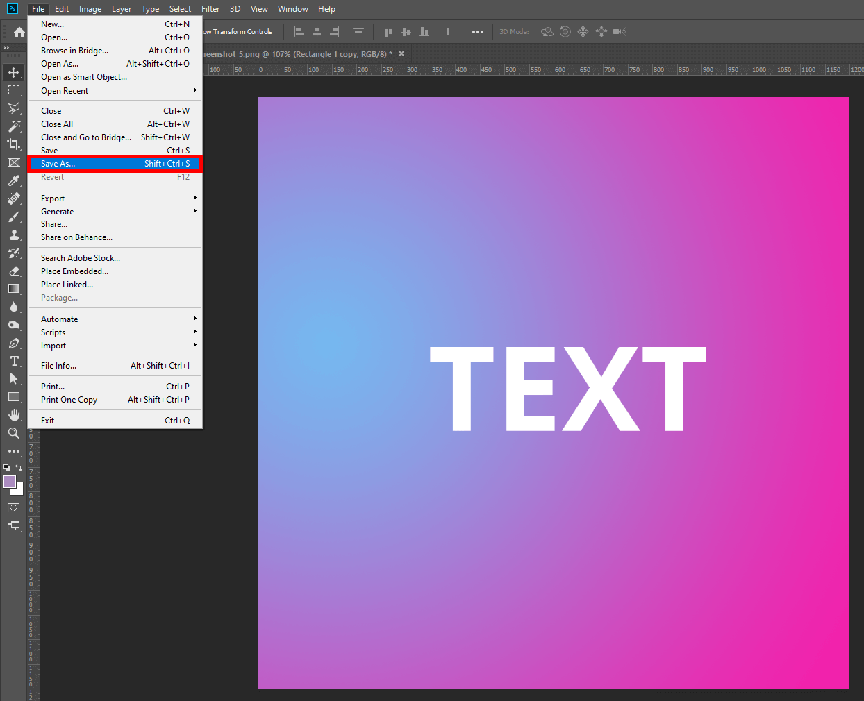 how to make a gradient in photoshop saving