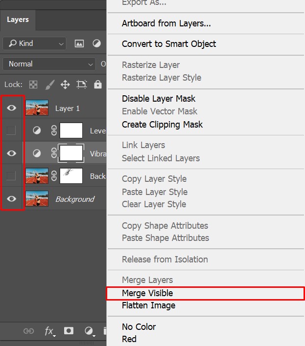 how to merge layers in photoshop merge visible