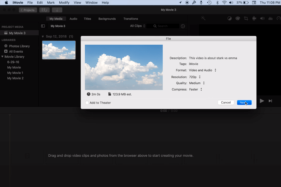 imovie video quality enhancer interface