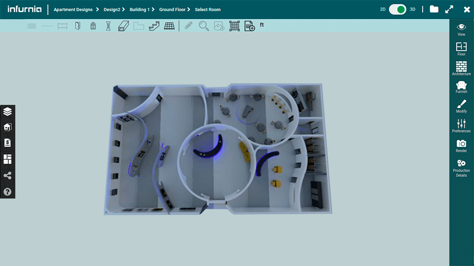 infurnia interior design software interface