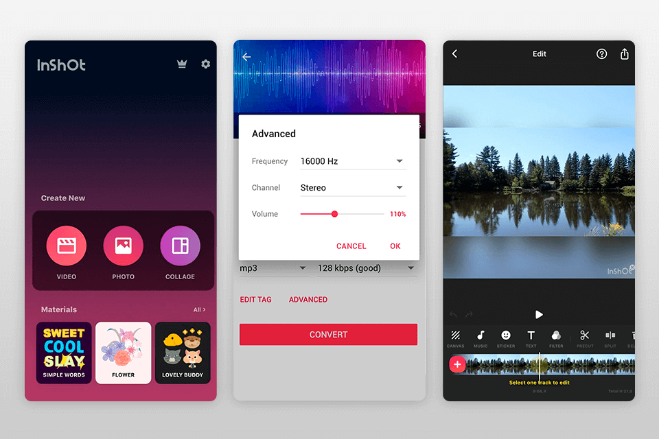 inshot video quality enhancer interface