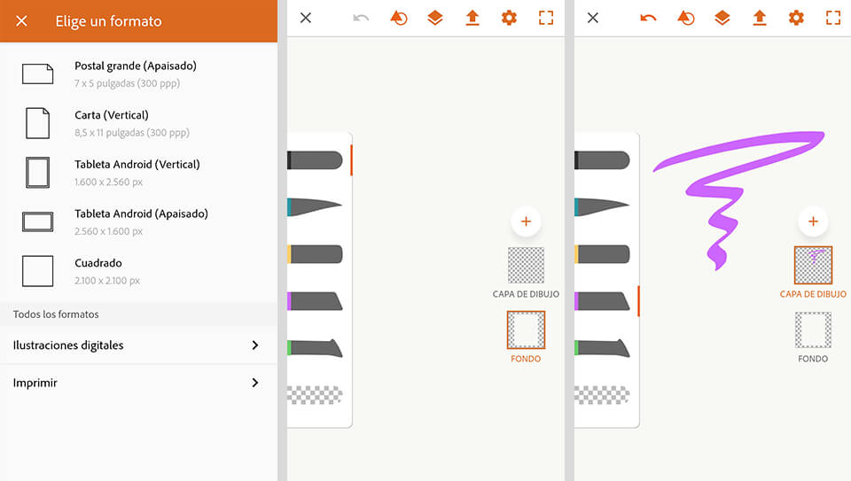 interfaz de dibujo de Illustrator