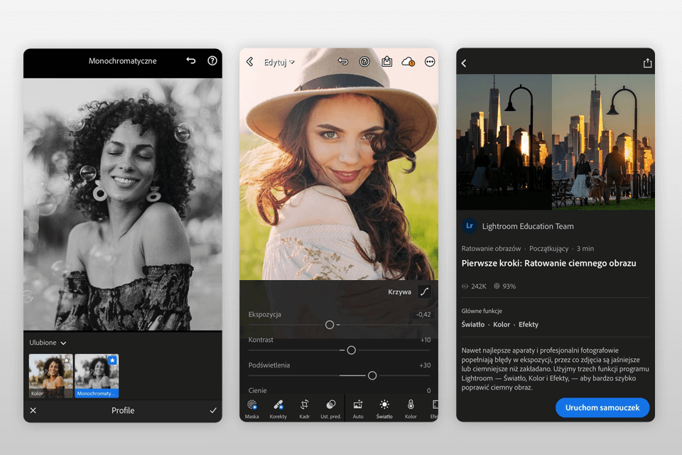 interfejs mobile lightroom cc